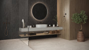 Folk Black 48x110 Wave and Beige 12x24 and 2x2 Mosaic