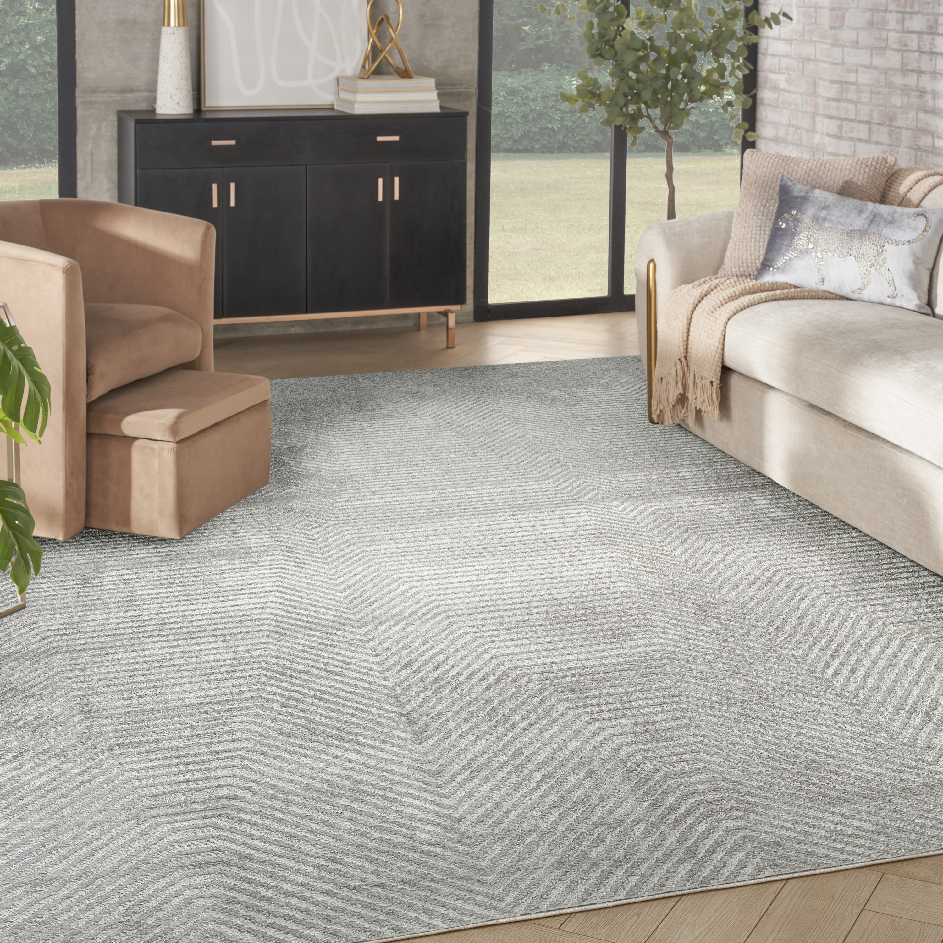 Nourison Dekor 7'10" x 9'10" Grey Vintage Indoor Rug