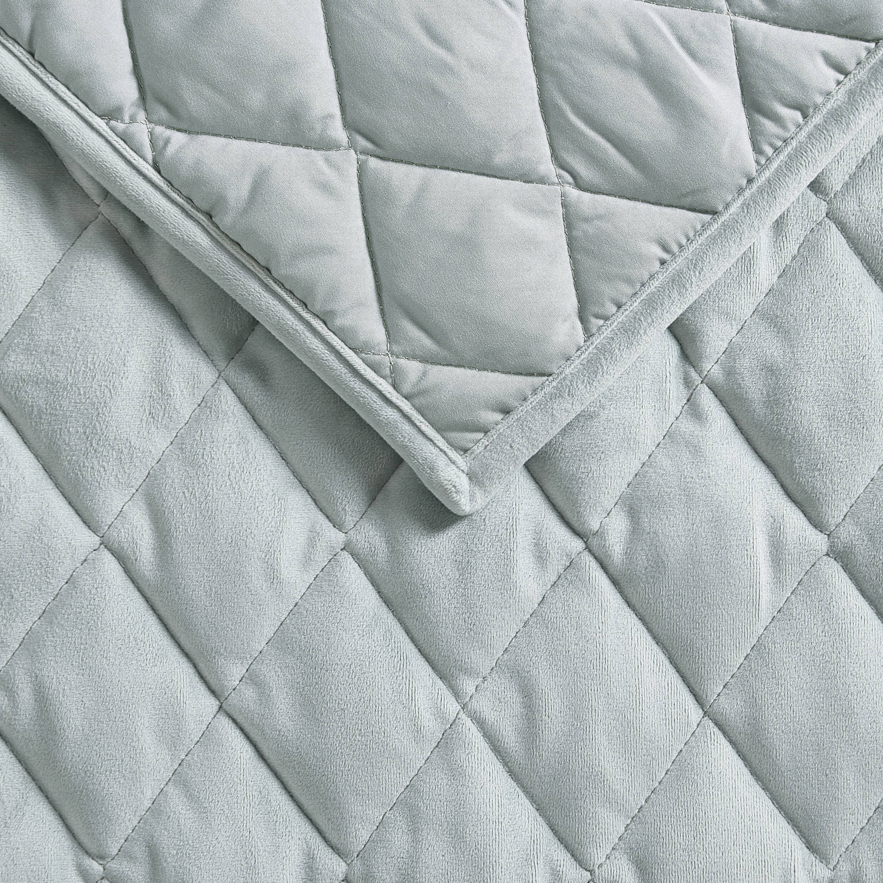 Laura Ashley Velvet Quilt-Sham Multi-Piece Sets (Solid Diamond Stitch-Green) - Picture 11 of 15