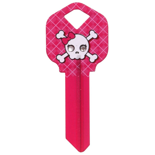 Pink Argyle Skull Key Blank Kwikset/66 KW1