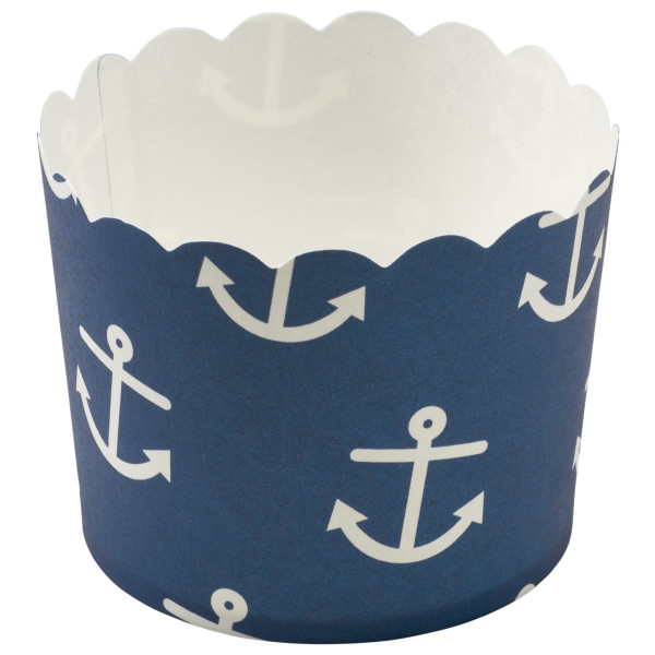 Nautical Print Scalloped Baking Cups