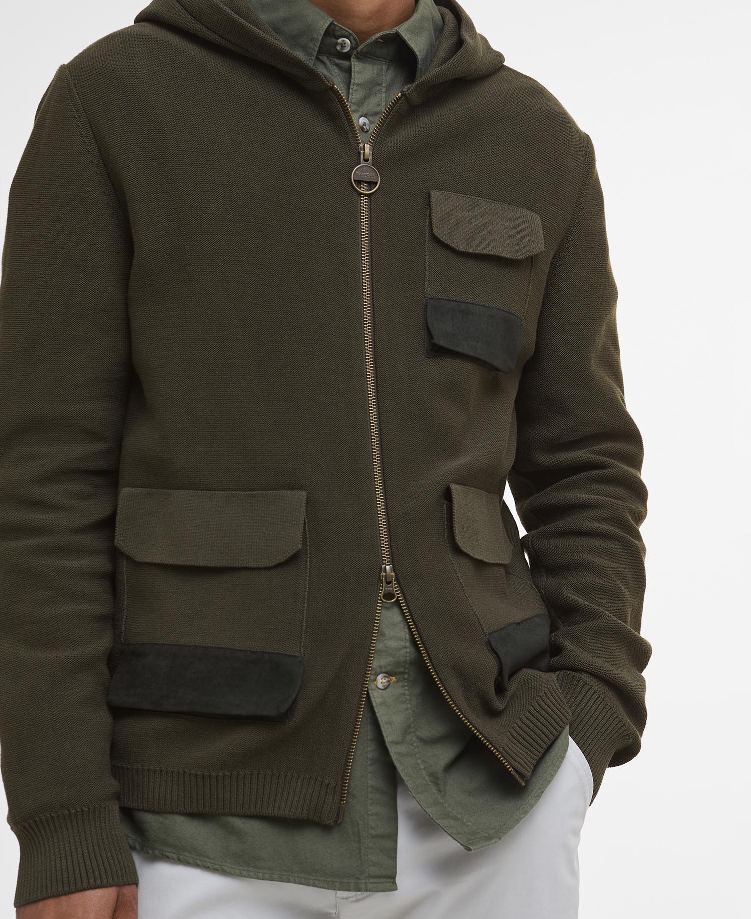 Felpa con cappuccio lavorata a maglia multitasca Barbour x TO KI TO image number 4