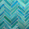 Shibui Turquoise 1×4 Herringbone Mosaic Silk