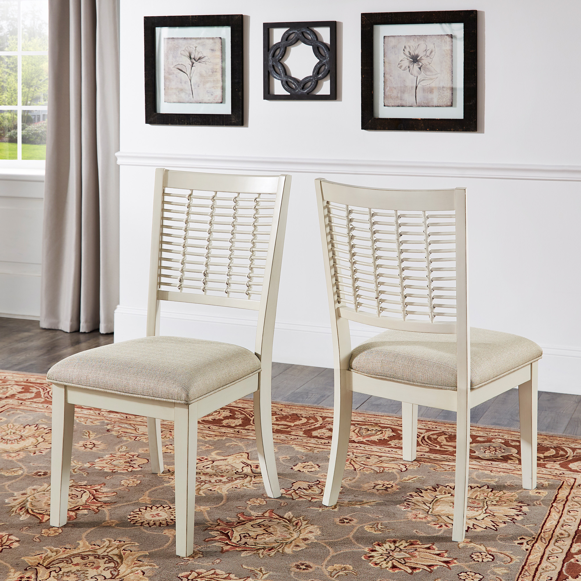 White Finish Wicker Dining Chair (Set of 2)