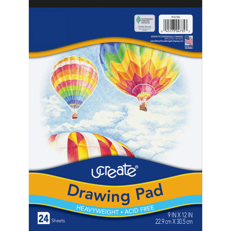 Drawing Paper Pad, Heavyweight, 9" x 12", 24 Sheets