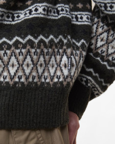 Hase Fair Isle Crew Neck Jumper Olive Ink