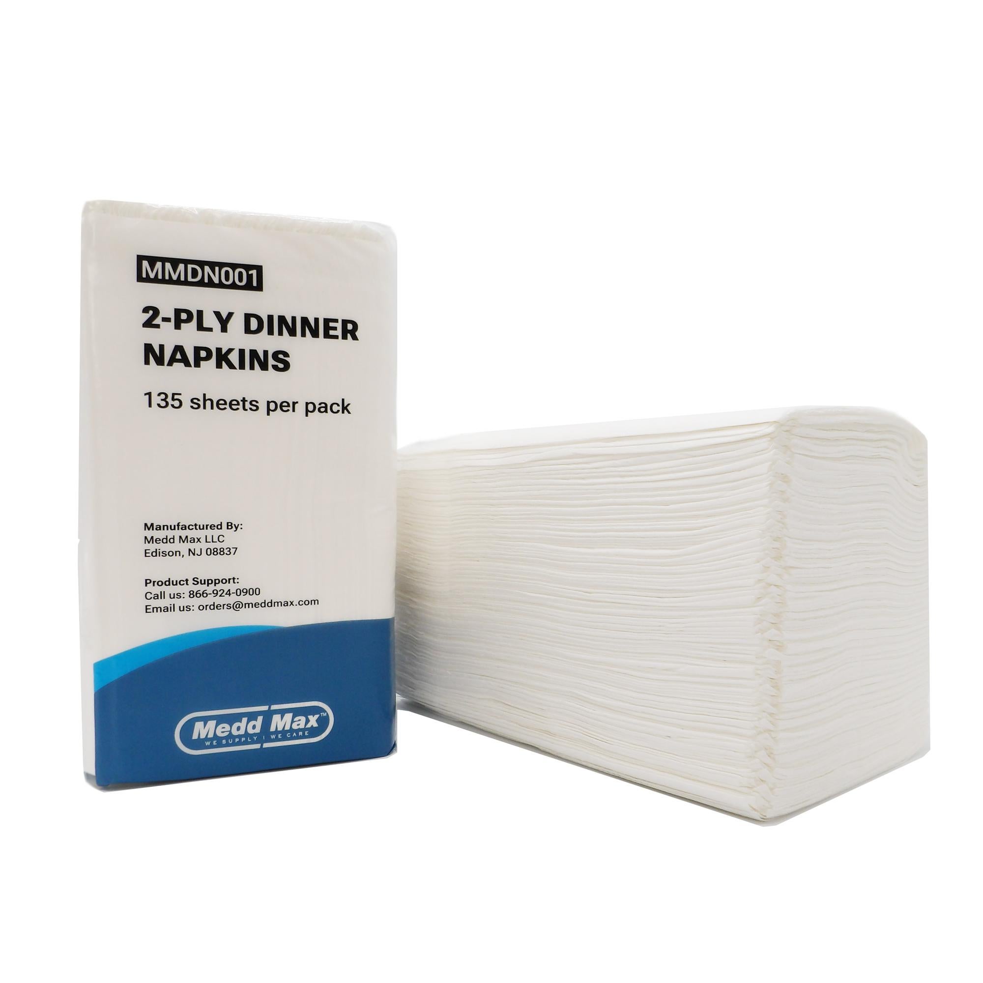 Medd Max LLC NAPKINS, DINNER 2PLY 1/8 FOLD WHT 16.5X14" (135/PK 20PK/CS)
