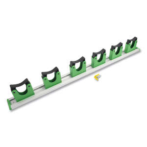 Unger, Hang Up Cleaning Tool Holder, 28w x 3.15d x 2.17h, Silver/Green
