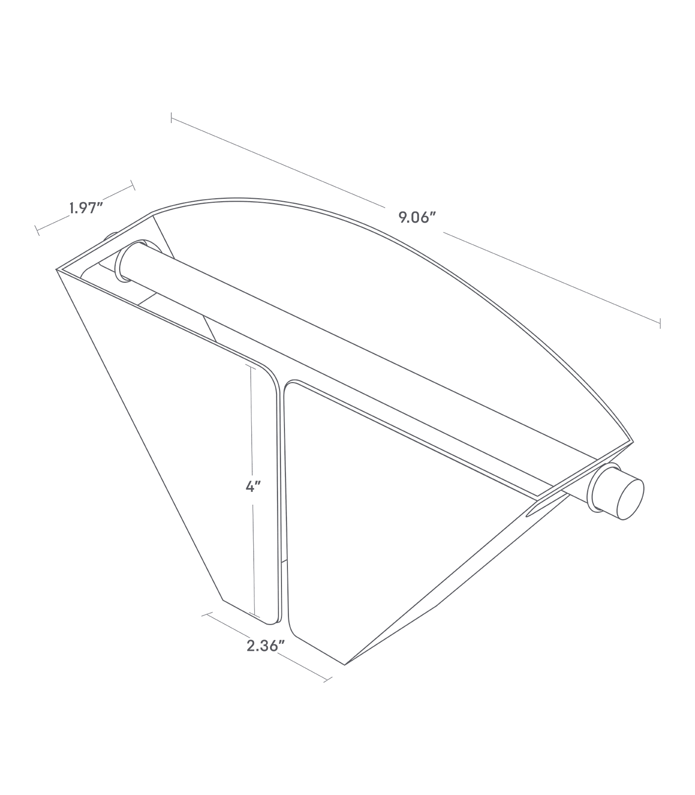 Dimension image for Magnetic Coffee Filter Case - Size 04 on a white background including dimensions L 1.97 x W 9.06 x H 5.31 inches