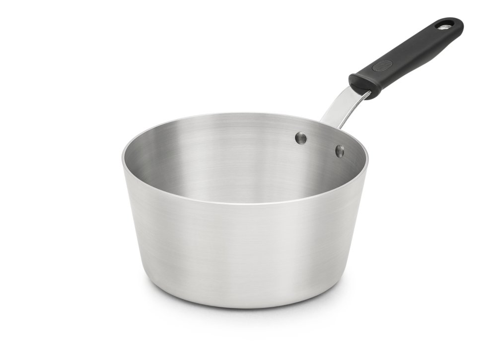 3 ¾-quart Wear-Ever® tapered aluminum saucepan with natural finish and silicone handle