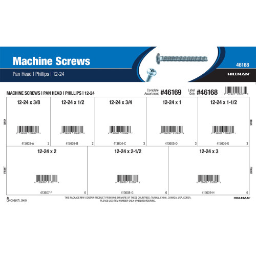Phillips Pan-Head Machine Screws Assortment (#12-24)
