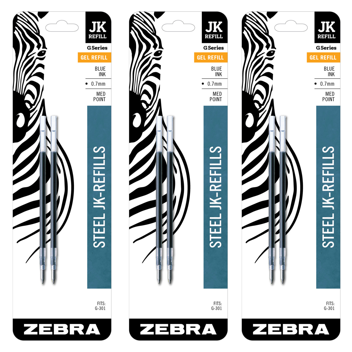 JK-Series Gel Refills, 0.7 mm, Blue, 6-Pack