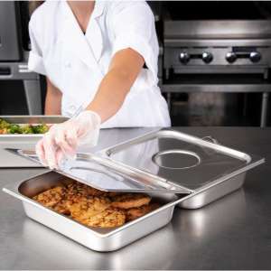 Carlisle, DuraPan, Steam Table Hotel Pan Center Hinged Cover Full-Size, Chrome