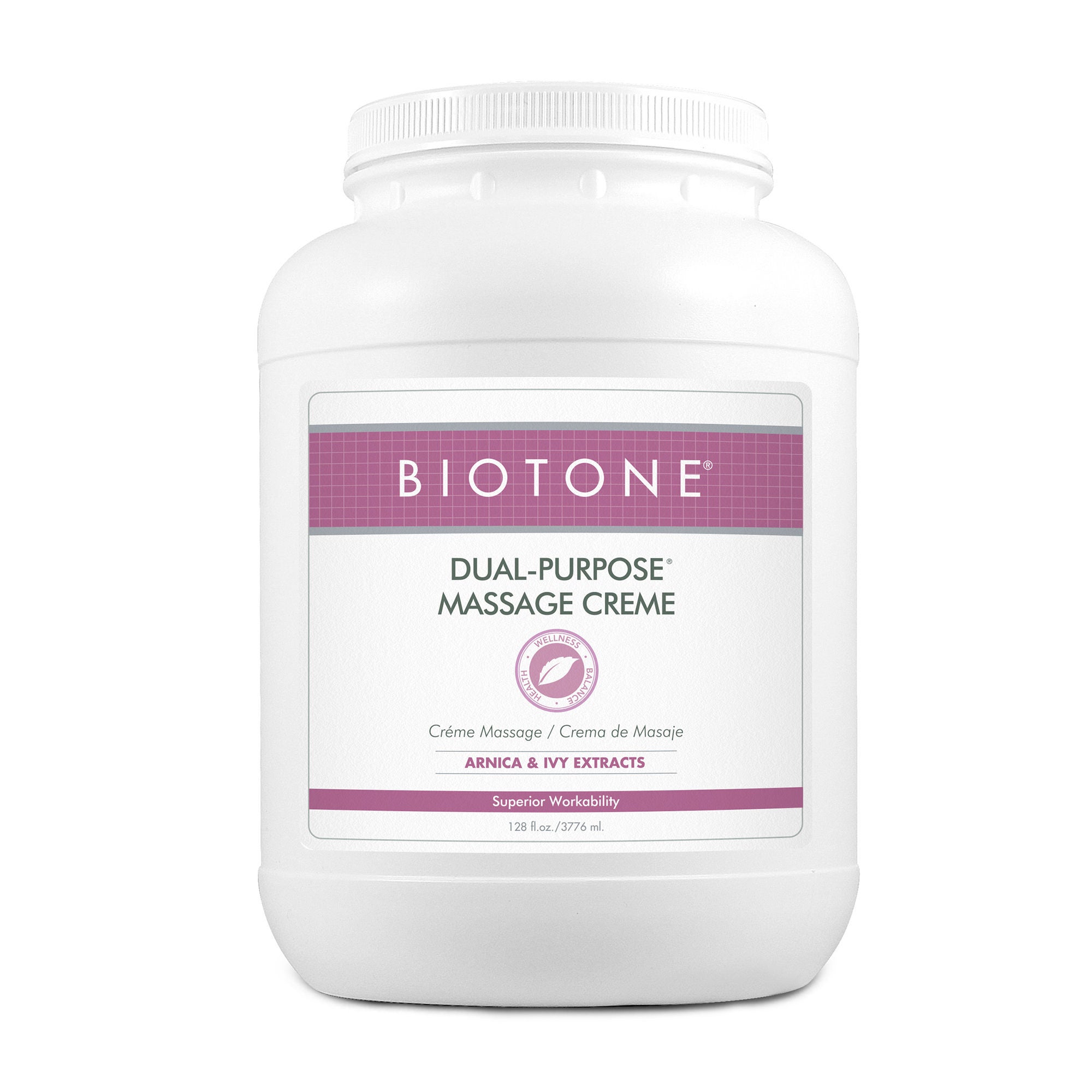 Biotone® Dual-Purpose Massage Crème with Arnica and Ivy Extracts, 1-gallon Jar