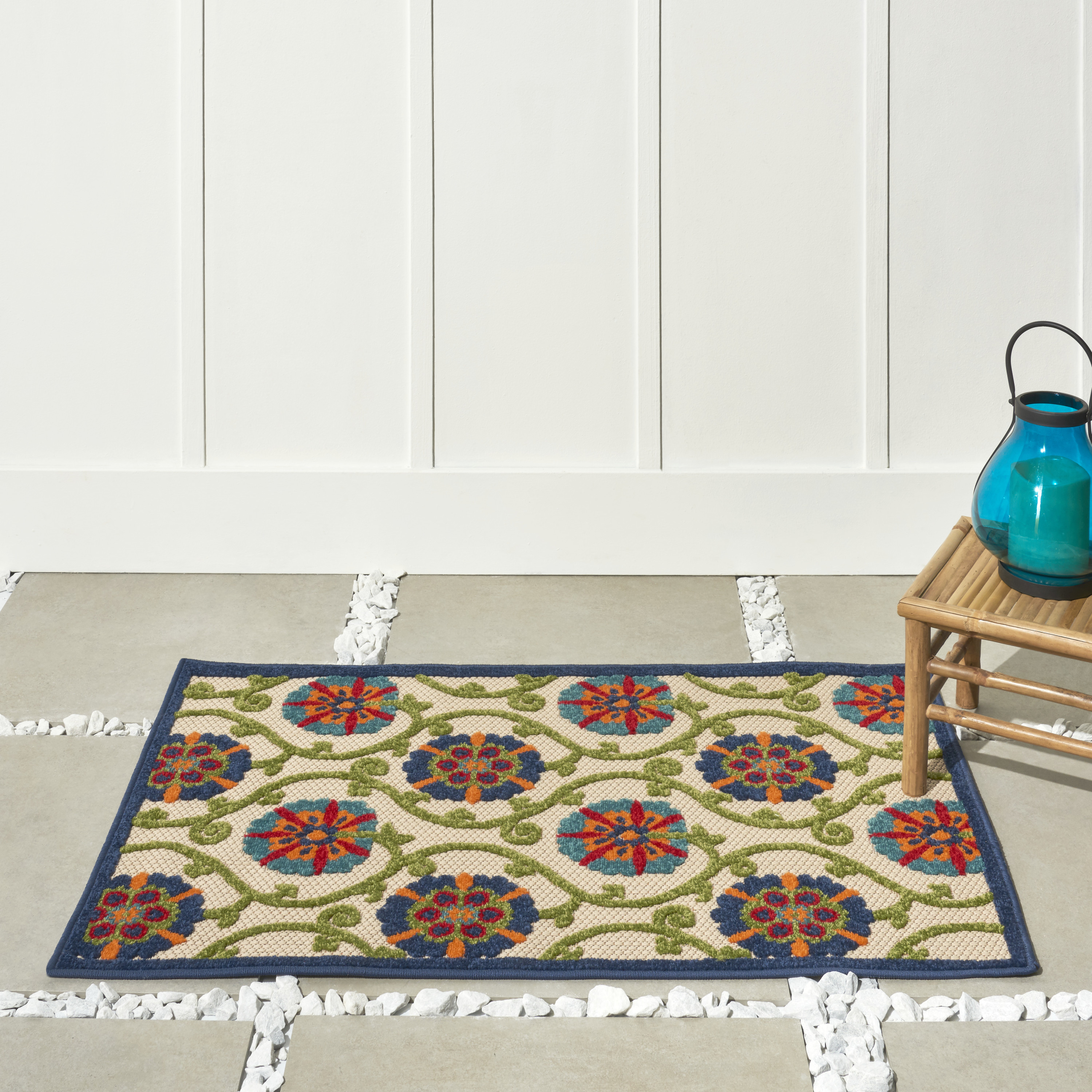Nourison Aloha 2'8" x 4' Blue Multicolor Contemporary Rug