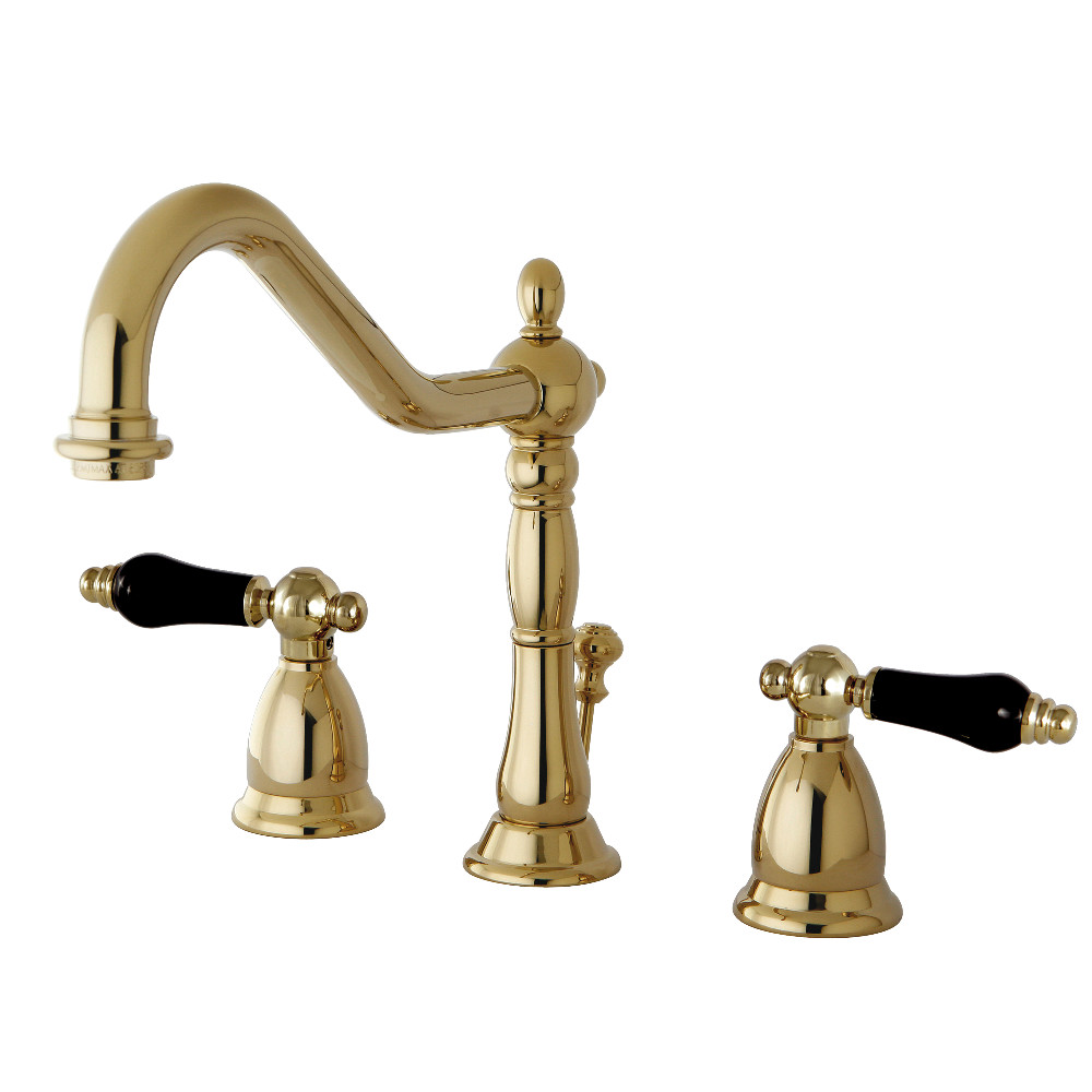 Widespread Bathroom Faucet with Brass Pop-Up, Polished Brass with 4 Finish Options