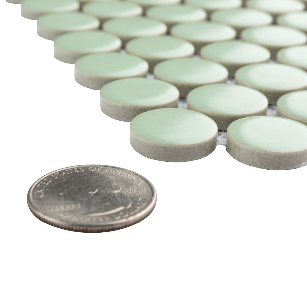 Sample – Metro Penny Matte Light Green Porcelain Mosaic Tile