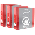 BAZIC Products&reg; Slant D Ring View Binder with 2 Pockets, 3", Red, Pack of 3 BAZ4163-3