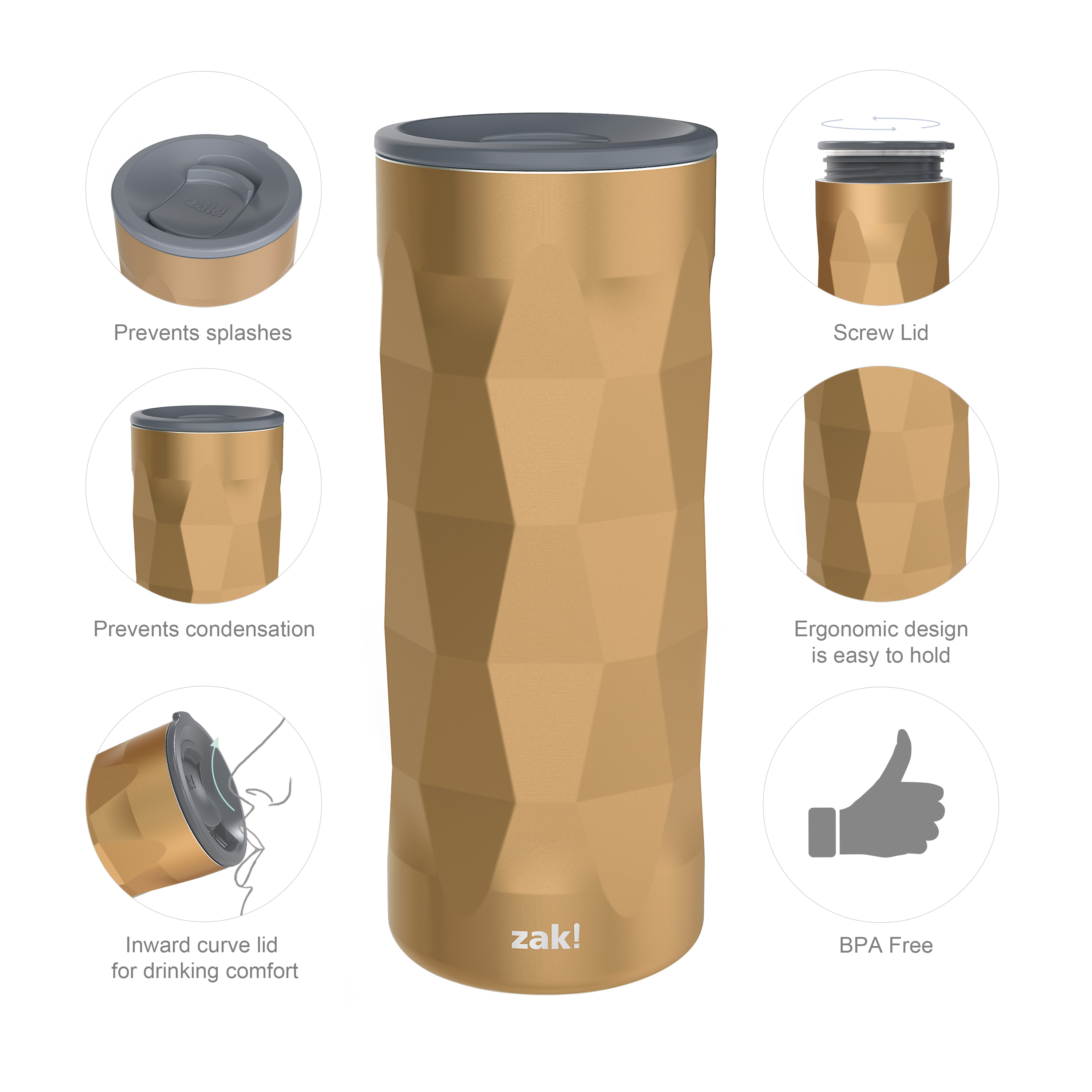 Fractal 16 ounce Vacuum Insulated Stainless Steel Tumbler, Copper slideshow image 8 Fractal 16 ounce Vacuum Insulated Stainless Steel Tumbler, Copper slideshow image 8
