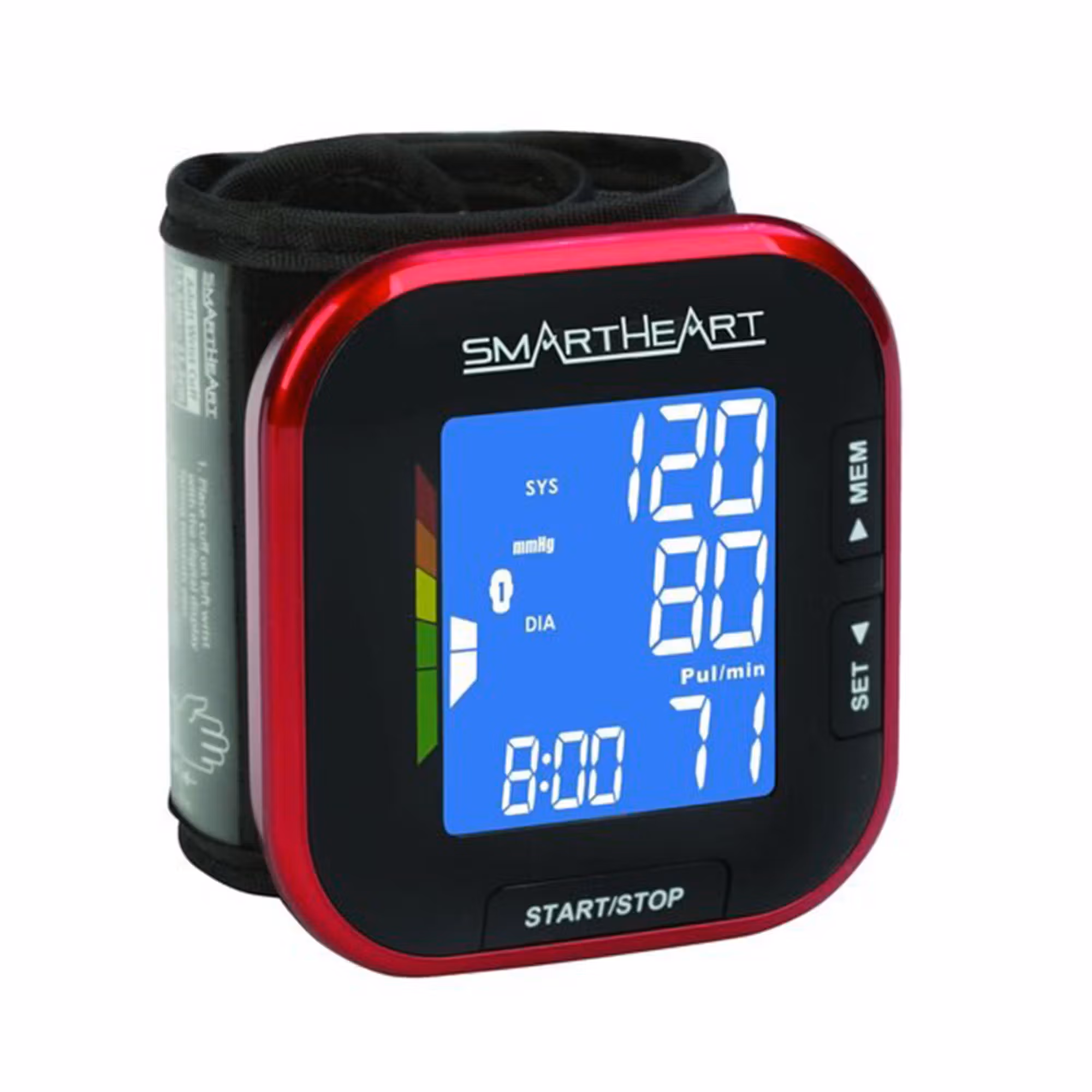 SmartHeart Automatic Wrist Blood Pressure Monitor with Attached Adult Wrist Cuff