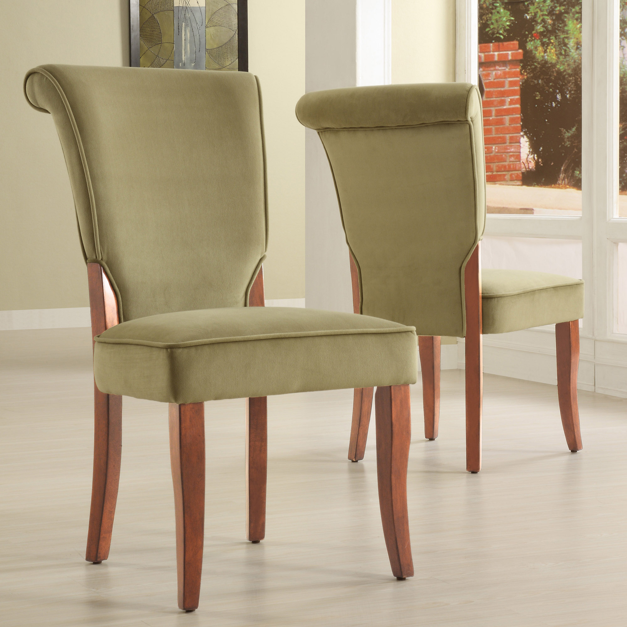 Velvet Upholstered Parsons Dining Chairs (Set of 2)