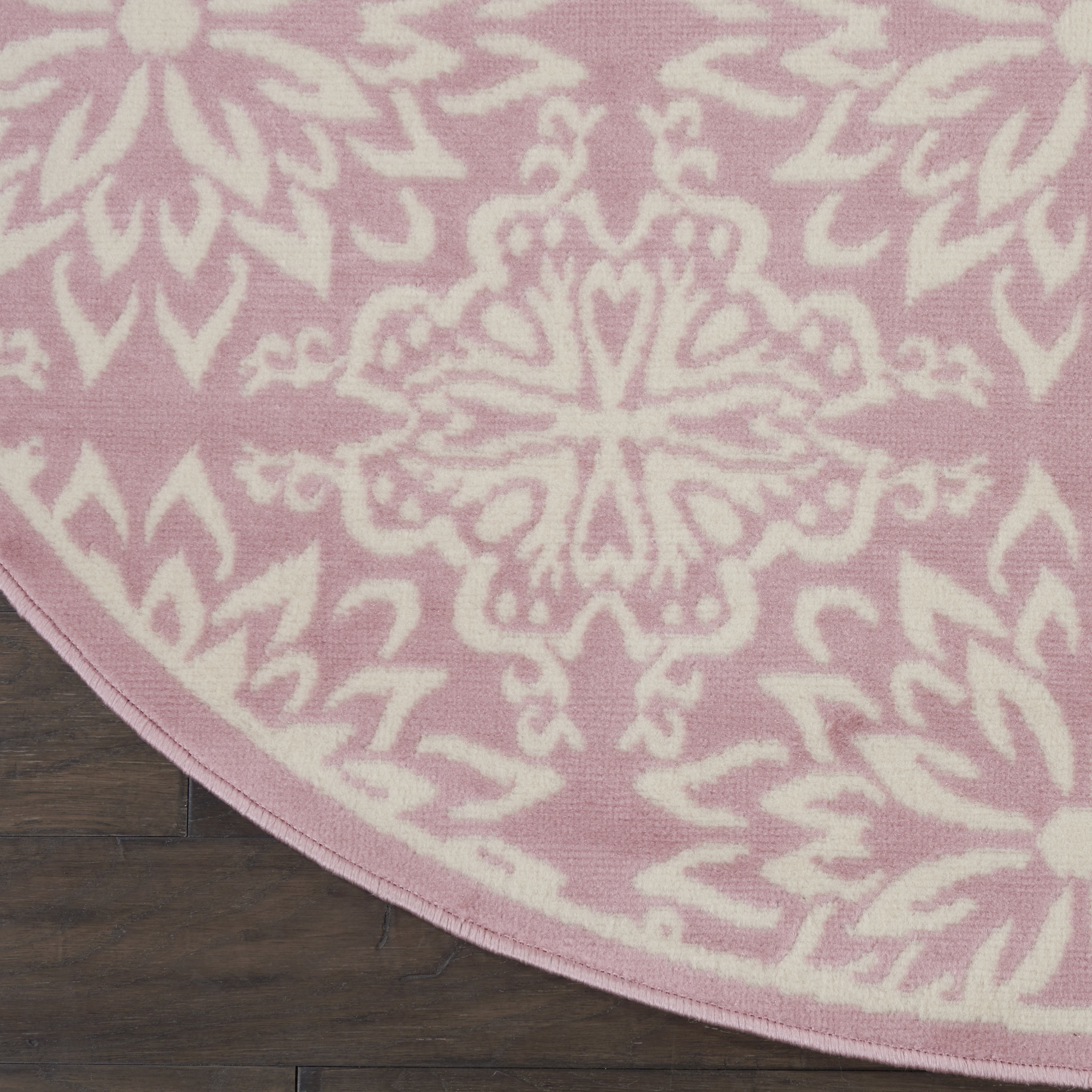 Nourison Jubilant 8' x Round Ivory Pink Farmhouse Indoor Rug