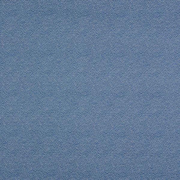 Navy-blue fabric with a dense small white-dot pattern covering a flat surface; slightly textured, evenly lit close-up view with no visible surroundings.