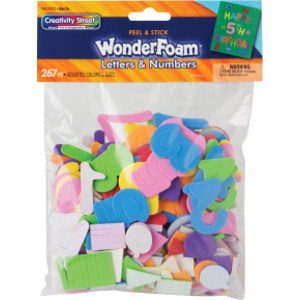 WonderFoam Peel & Stick Letters & Numbers, Assorted Colors & Sizes, 267 Pieces