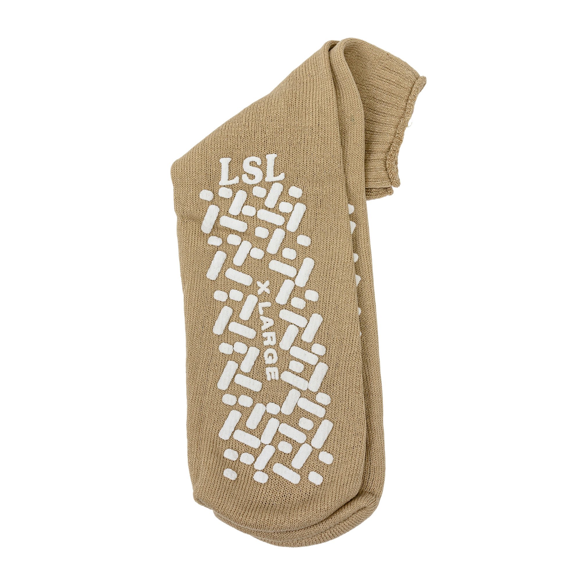 Slipper Socks Unisex Adult X-Large Double Tread Single Patient Use Beige