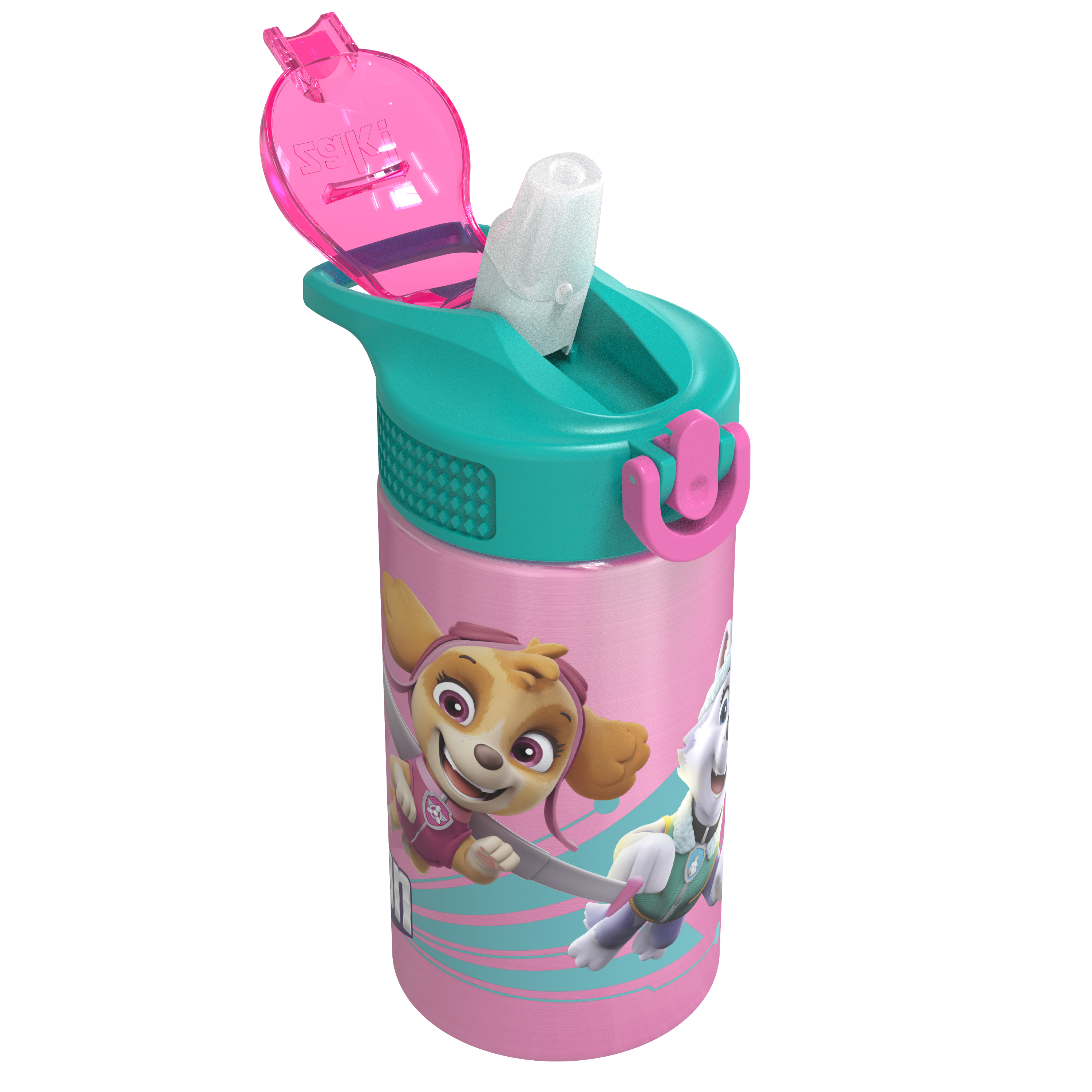 Paw Patrol 15.5 ounce Stainless Steel Water Bottle with Carrying Loop and Screw-on Lid, Skye slideshow image 1
