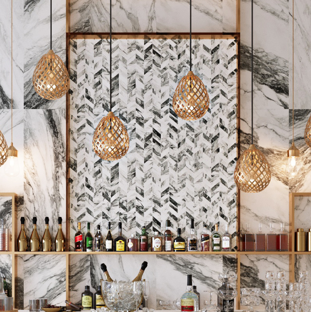 Touche Chevron Zebre 11-3/4 in. x 12-1/4 in. Porcelain Mosaic Tile