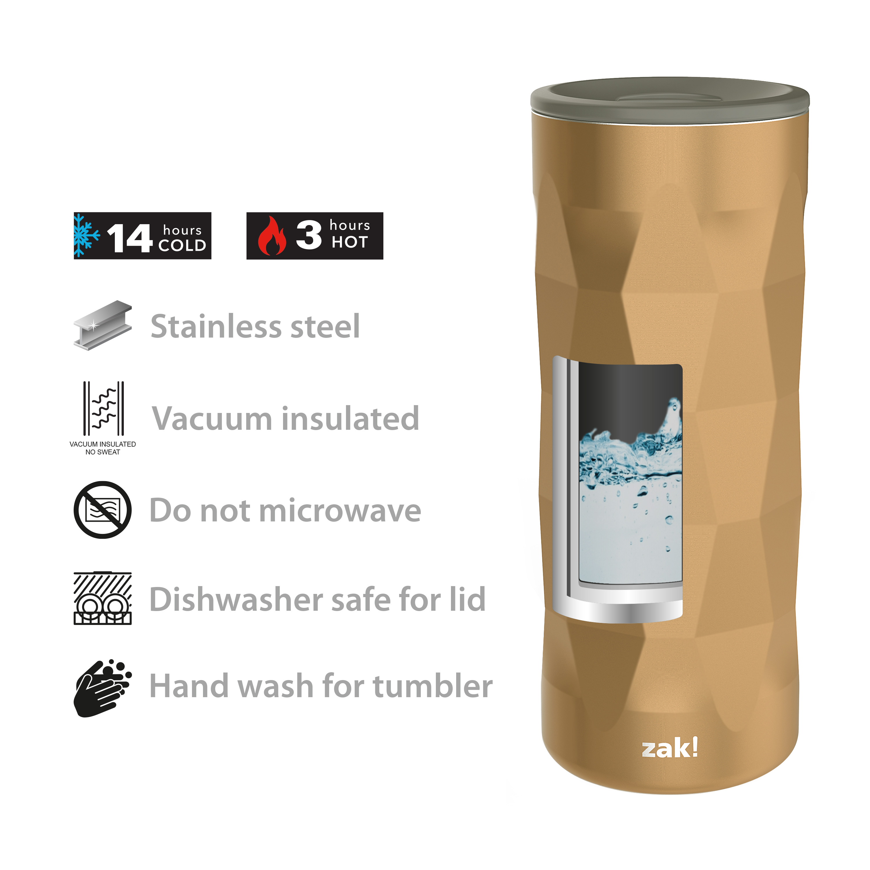Fractal 16 ounce Vacuum Insulated Stainless Steel Tumbler, Copper slideshow image 5 Fractal 16 ounce Vacuum Insulated Stainless Steel Tumbler, Copper slideshow image 5