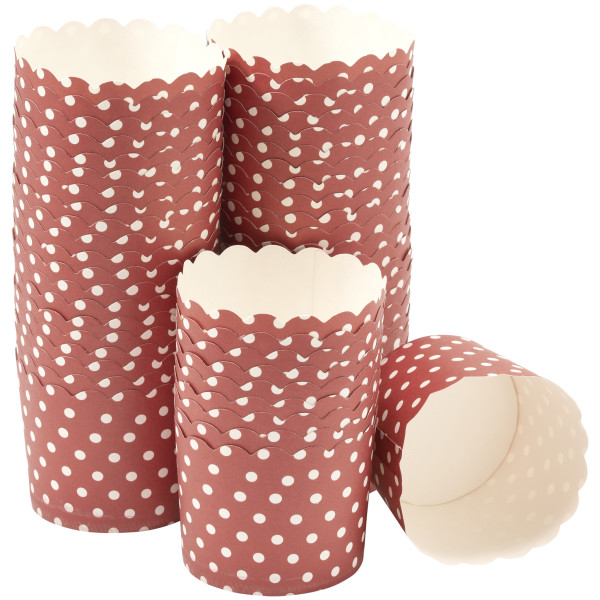 Red with White Dots Scalloped Baking Cups