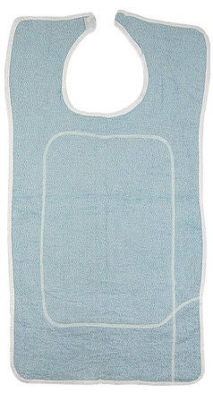 Beck's Classic Adult Bib with Barrier, White and Blue Terry, 18 x 36 Inch
