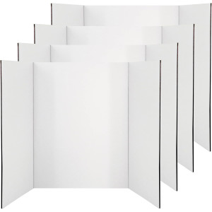 Trifold Poster Board, Presentation Board, 28" x 40", White, Pack of 4