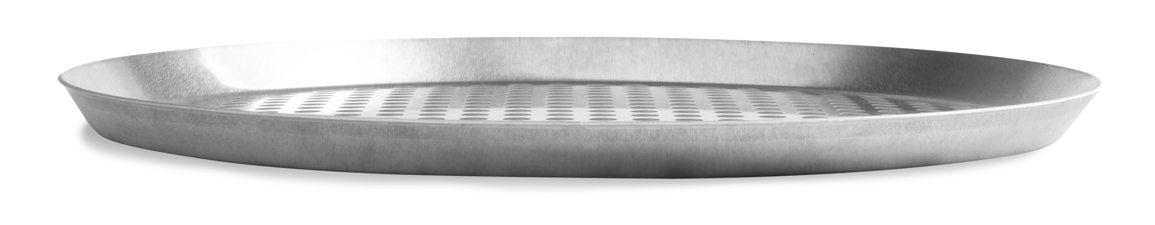 18-inch extra-perforated press-cut pizza pan in natural finish