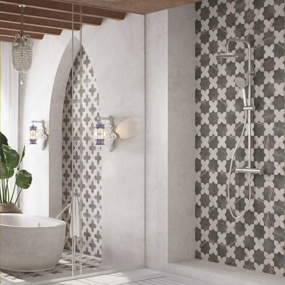 Istanbul Star Night with Day Cross 6 in. x 12 in. Porcelain Floor and Wall Tile