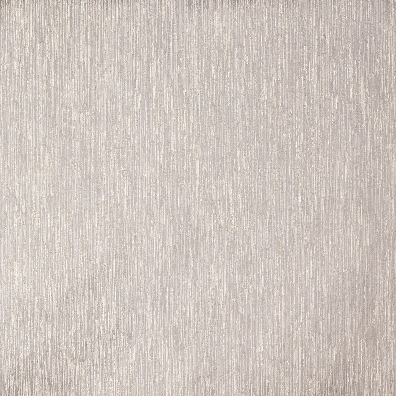 Beige, vertical-striped textured wallpaper covering a wall, with subtle metallic flecks and fine vertical striations; soft diffuse lighting emphasizes the grain in a close-up, featureless interior surface.