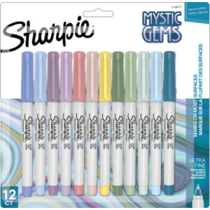 Permanent Markers, Ultra Fine Point, Mystic Gem Colors, 12 Count