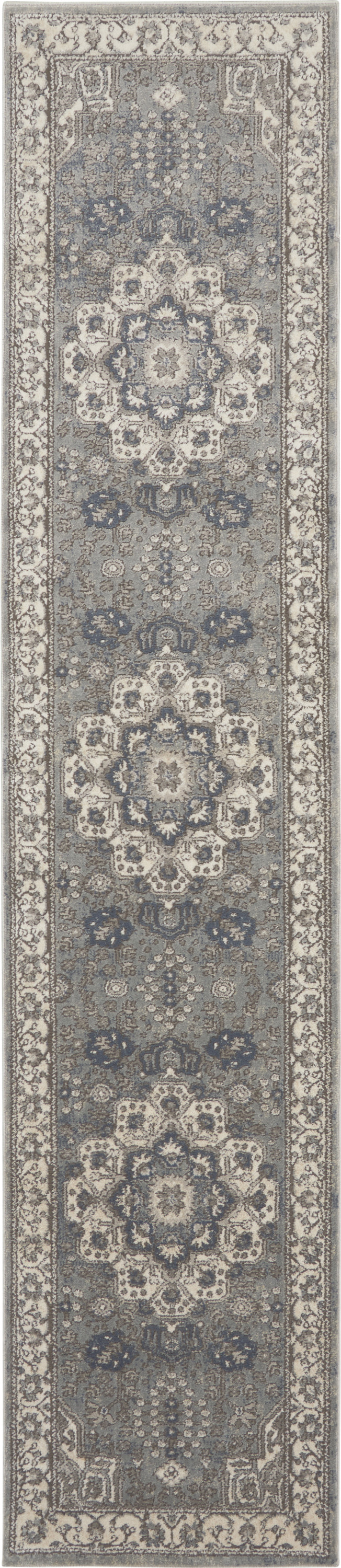 Nourison Quarry 2'2" x 10' Grey Ivory Vintage Indoor Rug