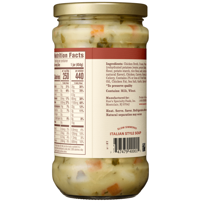 Chicken & Gnocchi Soup, 16 oz - Back Image