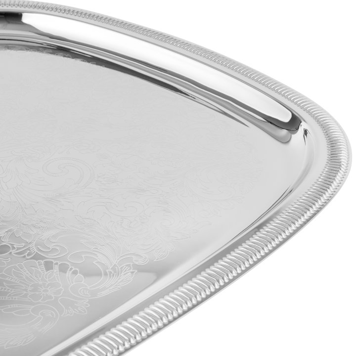 23 ½-inch Elegant Reflections oblong stainless steel serving tray