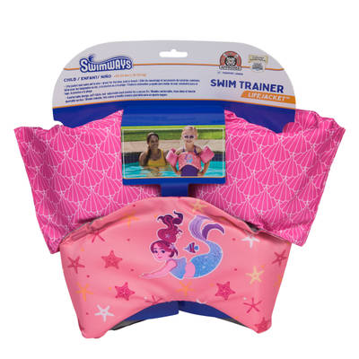 SwimWays Mermaid Swim Trainer, US Coast Guard Approved Life Vest, Kids Swim Vest and Swimming Aid, Arm Floaties & Life Jackets for Kids 33-55 lbs