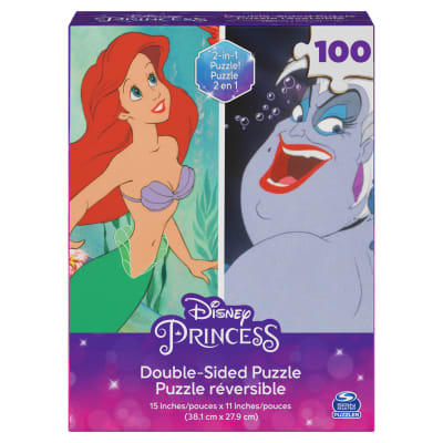 Disney Princess, 100-Piece Reversible Jigsaw Puzzle Double-Sided The Little Mermaid Ariel & Ursula, for Kids Ages 4 and up