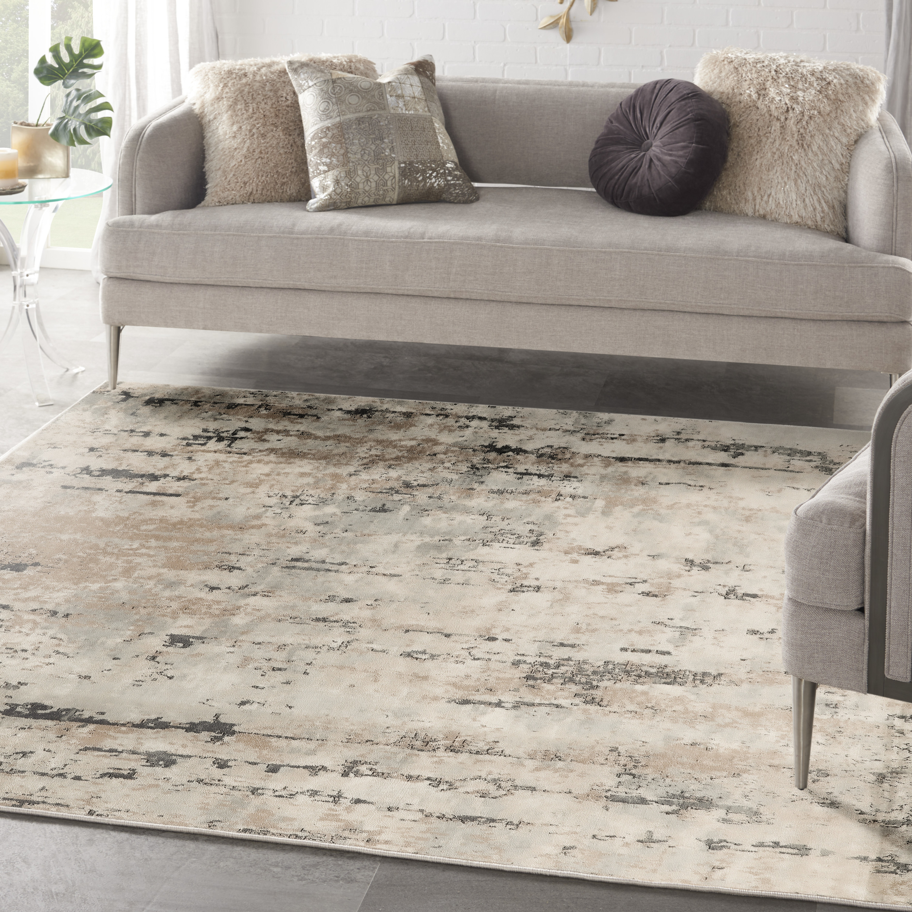 Nourison Quarry 7'10" x Square Beige Grey Modern Indoor Rug