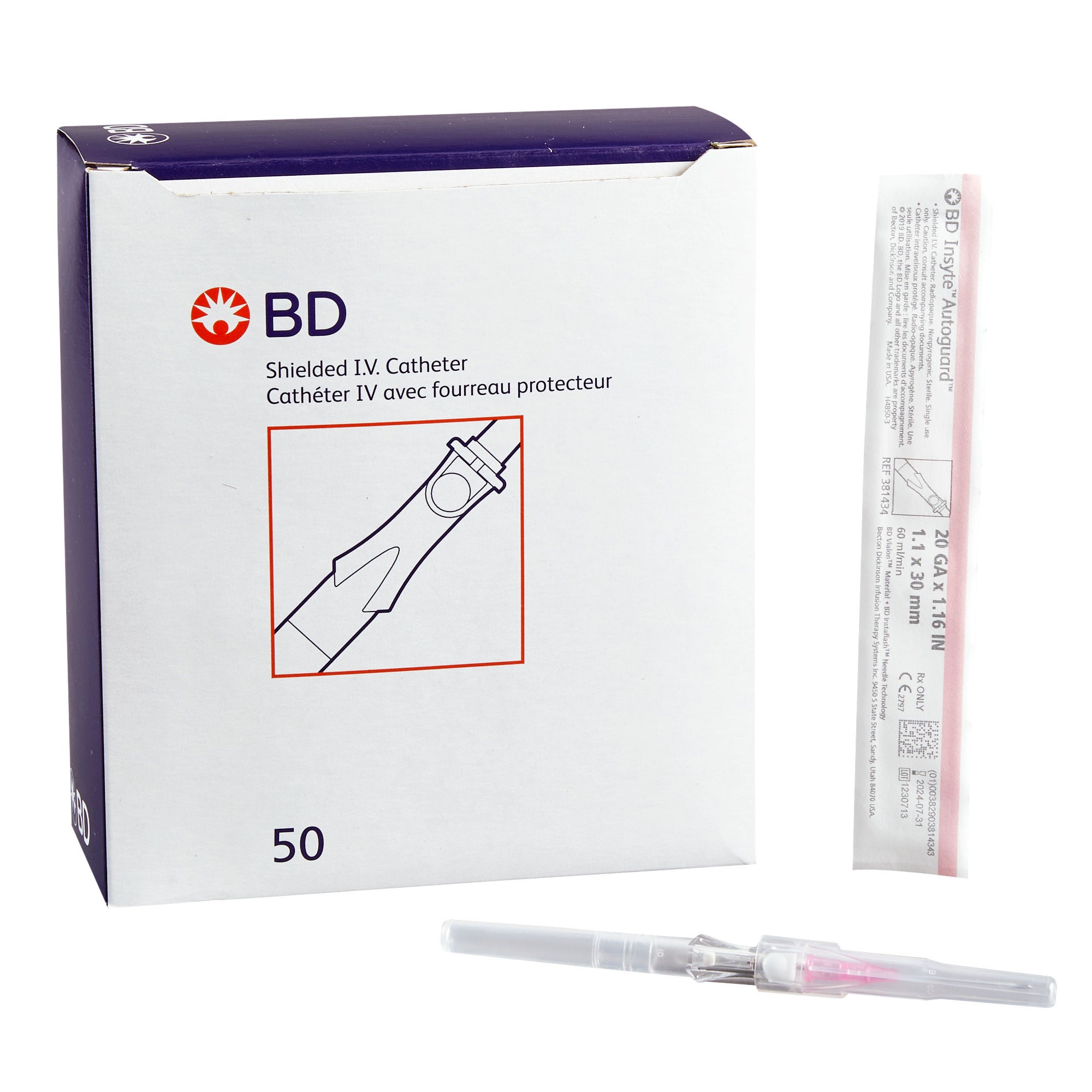 Insyte™ Autoguard™ Peripheral IV Catheter, Straight Hub