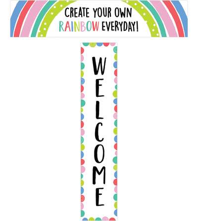 Rainbow Doodles Welcome Double-SIded Banner