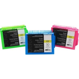 Spiral Index Cards with Poly Covers, 3" x 5", Assorted