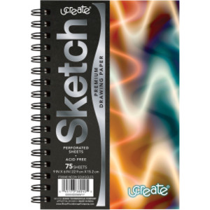 Poly Sketch Book, Neon Squiggles, 9" x 6"
