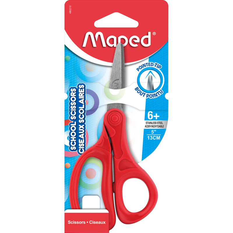 Essential 5" Pointed School Scissors, Assorted Colors, Retail Packaging